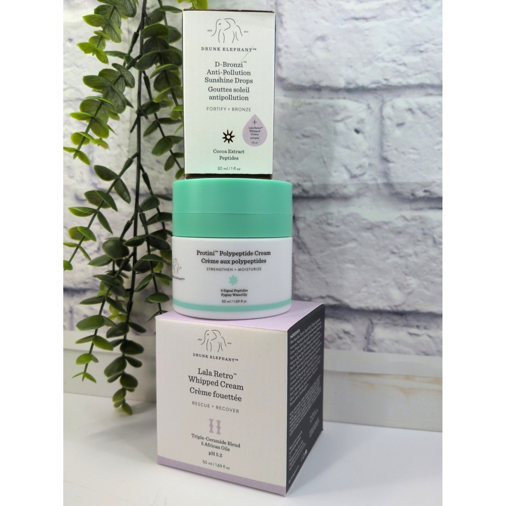 NIB LOT3🌿Drunk Elephant Protini Polypeptide D-Bronzi Drops Lala Retro Cream
